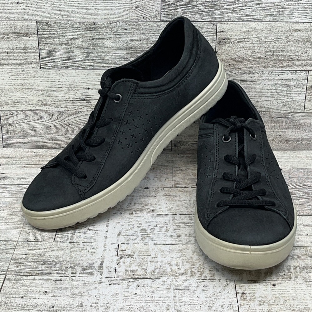 ECCO Soft 7 Lace Up Casual Shoes Sneakers Black Leather Women Size EU 40‎ US 9.5